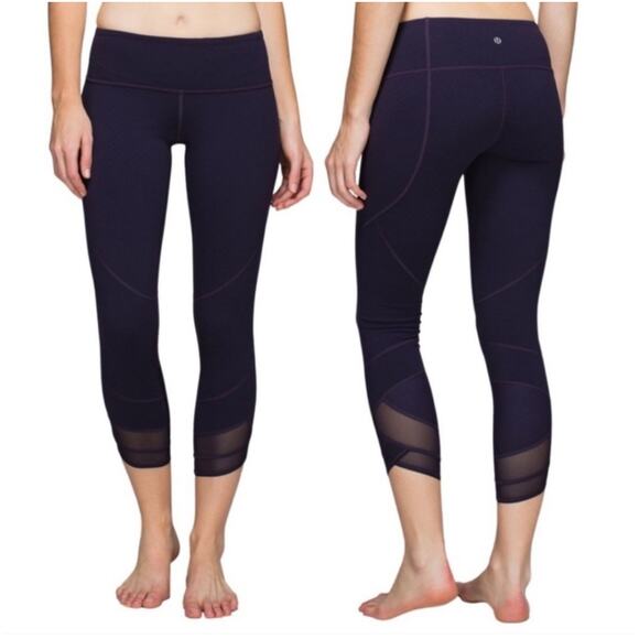 lululemon athletica Pants - Lululemon Leggings Womens 10 Purple Emerge Renewed Crop Shine Dot Athletic Gym